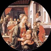 Fra Filippo Lippi Madonna and Son with histories of the life of Holy Ana oil on canvas